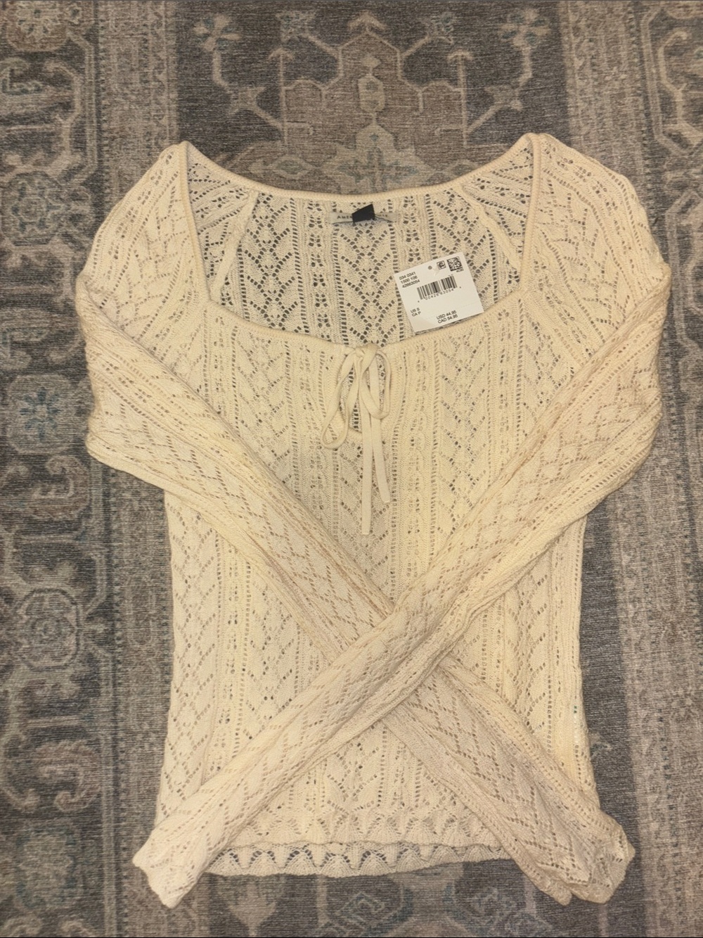 American Eagle Outfitters Cream Lace Sweater